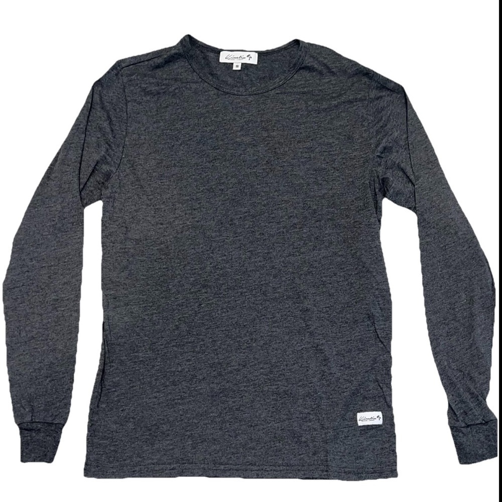 New Kinetix Gray Casual Luxury Shirt Crew Neck Long Sleeve Tee Mens Size Small